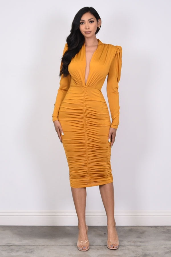 EMMA MIDI DRESS- MARIGOLD – Mrs. Blush