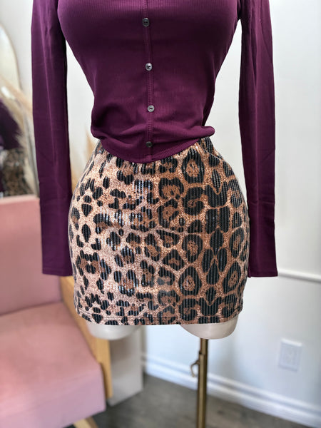 SEQUIN CHEETAH SKIRT