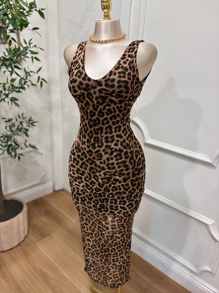 LEOPARD MESH MIDI