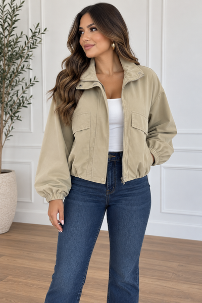 THE UPTOWN JACKET- TAUPE