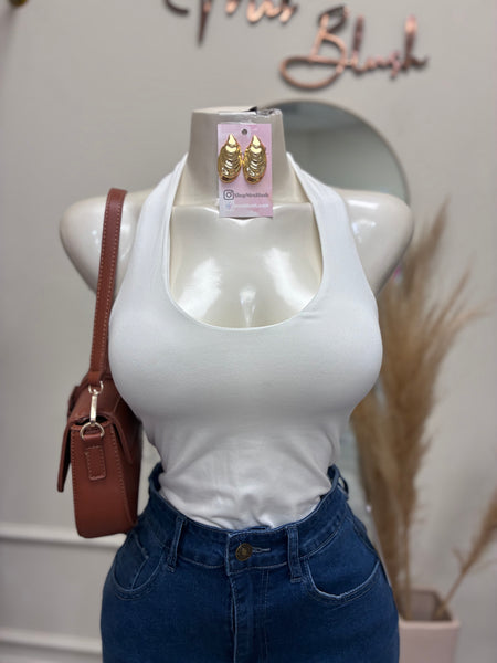 PERFECT FIT HALTER TOP- WHITE