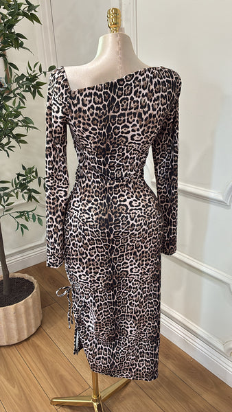 UNTAMED LEOPARD MIDI DRESS