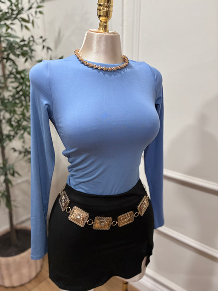 ESSENTIAL DOUBLE LAYERED TOP- BLUE