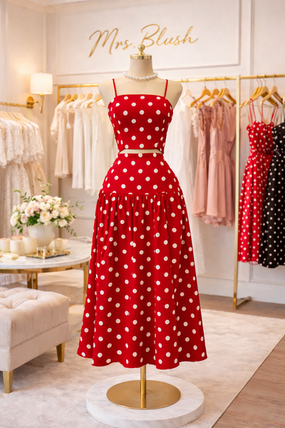 ELSIE POLKA DOT SET- RED