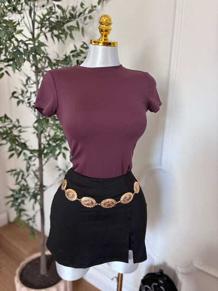 ESSENTIAL SCULPT TEE- MAROON