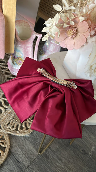 GLAMOROUS HAIR BOW- BURGUNDY