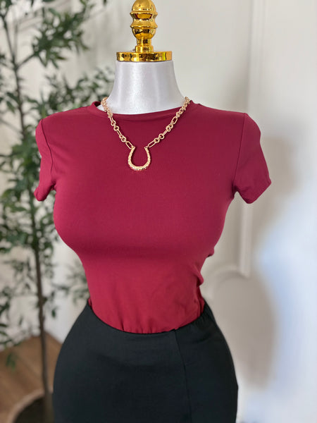 ESSENTIAL SCULPT TEE- RUBY
