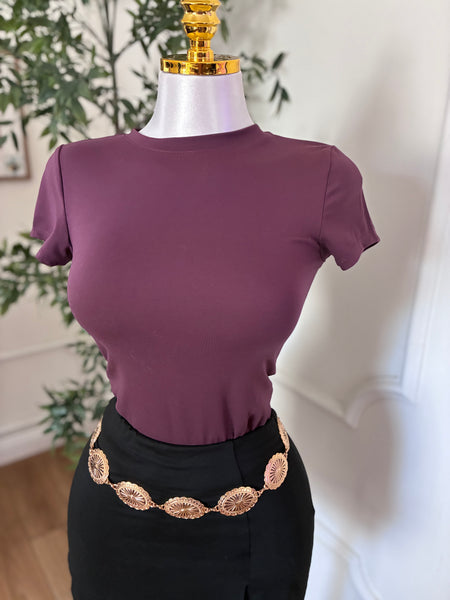 ESSENTIAL SCULPT TEE- MAROON