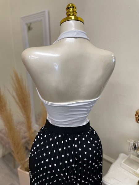 POLKA DOT PLEATED SKIRT