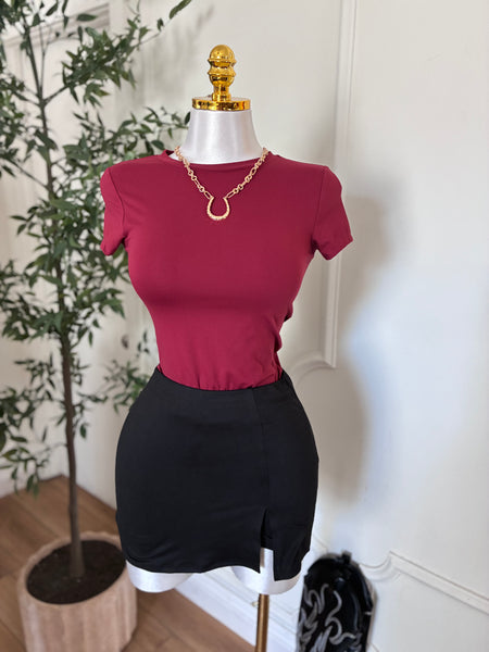 ESSENTIAL SCULPT TEE- RUBY