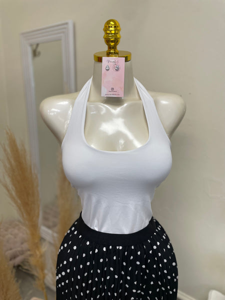 EMILEE HALTER TOP- WHITE