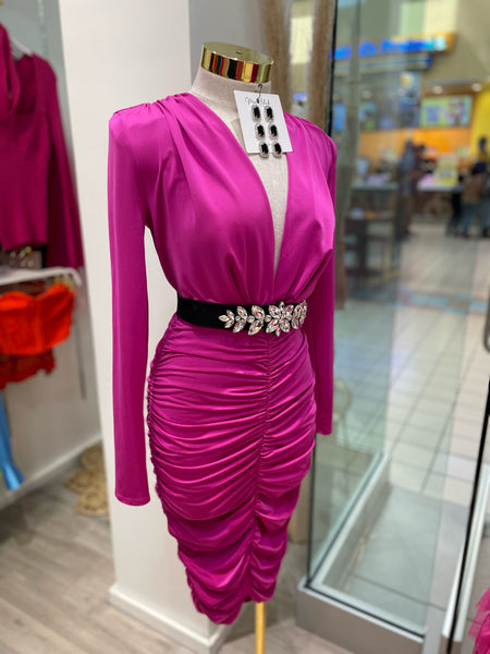 MADELYN MIDI DRESS- PINK
