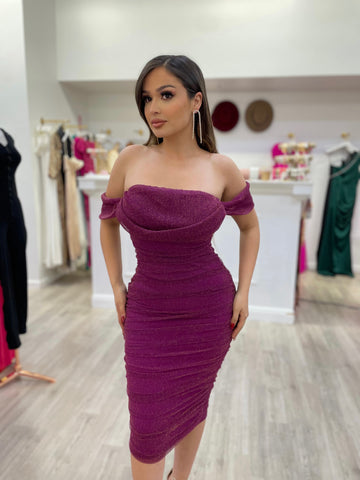 CHARLOTTE SHIMMER MIDI- PURPLE