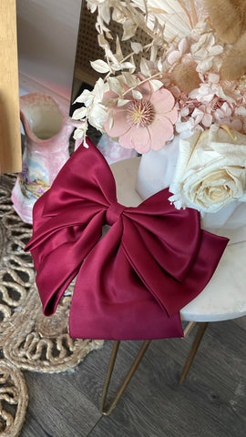 GLAMOROUS HAIR BOW- BURGUNDY