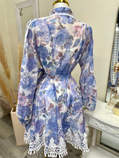 THE ALESSANDRA DRESS- LAVENDER/BLUE