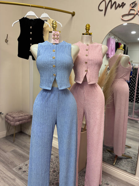 NATALIE VEST SET- BABY BLUE