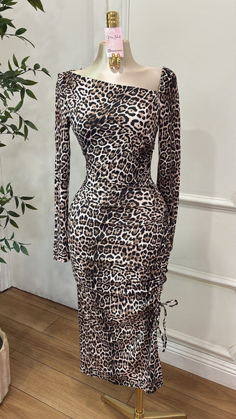 UNTAMED LEOPARD MIDI DRESS
