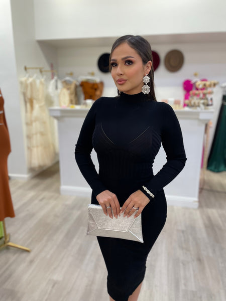 NICOLE KNIT MIDI-BLACK