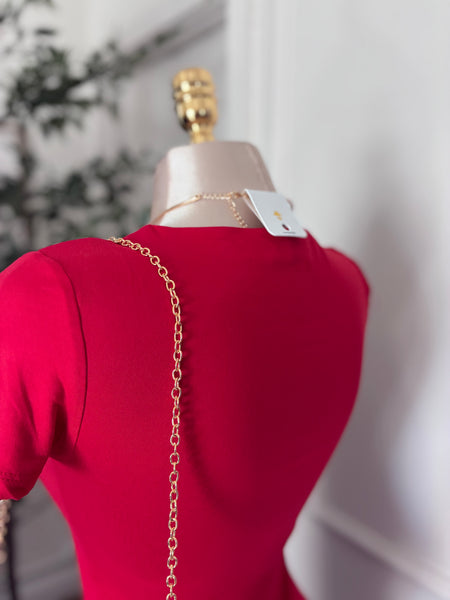 SCULPTED PERFECTION MIDI DRESS- RED