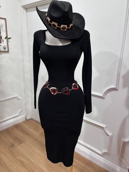 SQUARE NECK SWEATER MIDI
