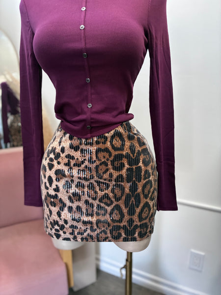 SEQUIN CHEETAH SKIRT