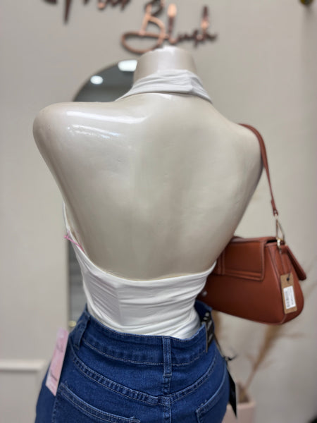 PERFECT FIT HALTER TOP- WHITE