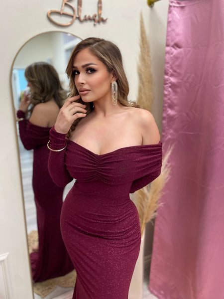 EMERIE SPARKLE GOWN- BURGUNDY