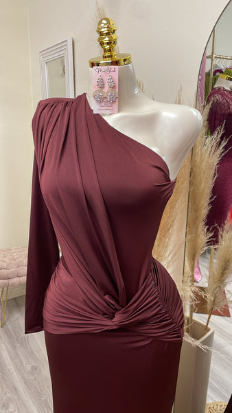 SERAFINA COUTURE DRESS- MAROON