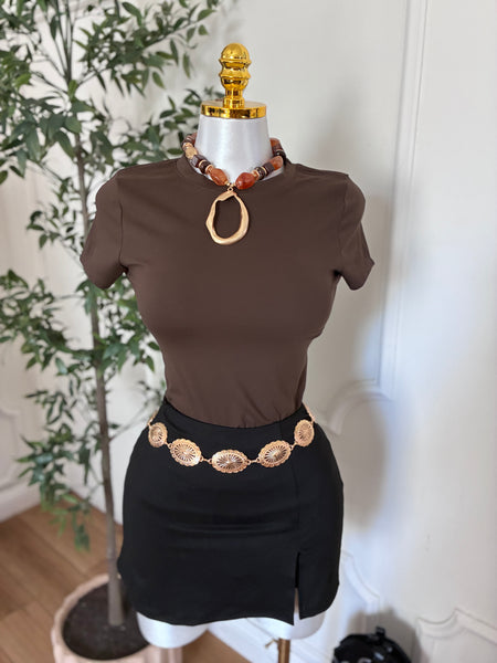 ESSENTIAL SCULPT TEE- CHOCOLATE