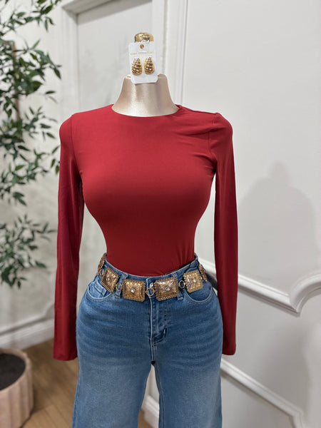 ESSENTIAL DOUBLE LAYERED TOP- RUST
