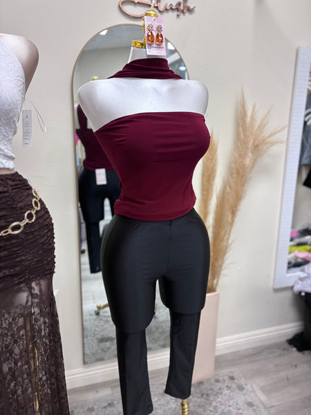 CHERIE CHOKER TOP- WINE
