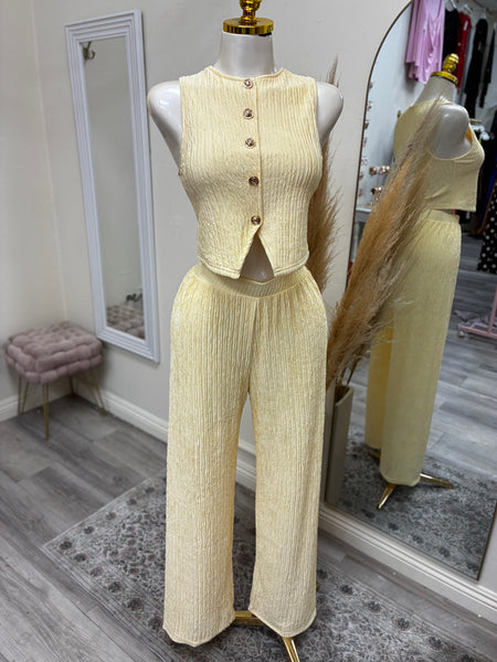 NATALIE VEST SET- BUTTER YELLOW