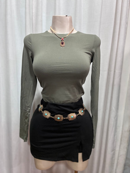 ESSENTIAL DOUBLE LAYERED TOP- OLIVE