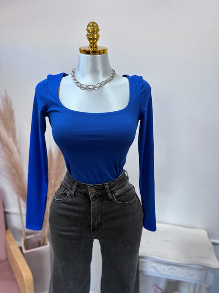 ESSENTIAL SQUARE NECK TOP- BLUE