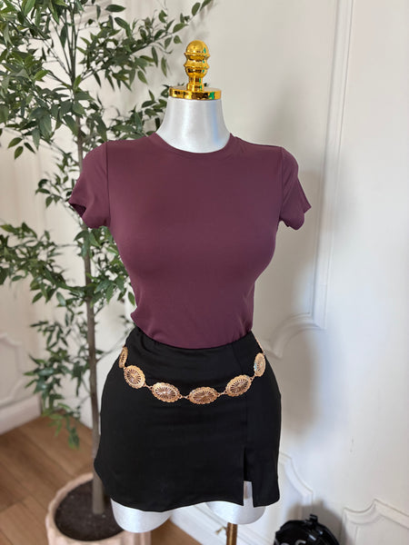 ESSENTIAL SCULPT TEE- MAROON