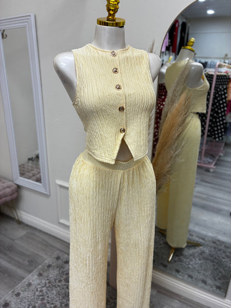 NATALIE VEST SET- BUTTER YELLOW