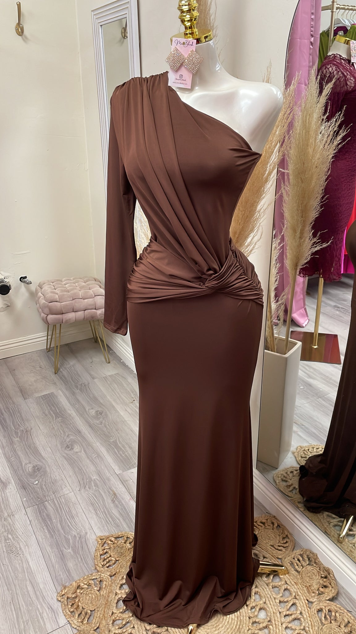 SERAFINA COUTURE DRESS- CHOCOLATE