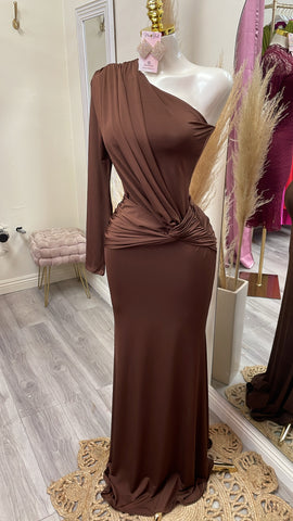 SERAFINA COUTURE DRESS- CHOCOLATE