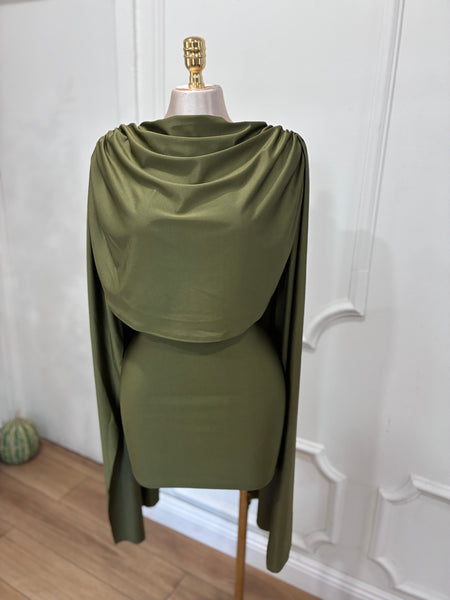 SIENNA CAPE DRESS- OLIVE