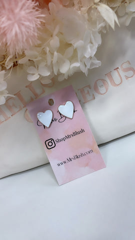 WHITE HEART EARRINGS