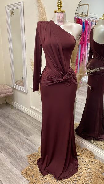 SERAFINA COUTURE DRESS- MAROON
