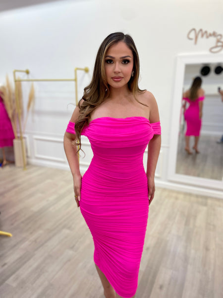 CHARLOTTE MIDI- NEON FUCHSIA
