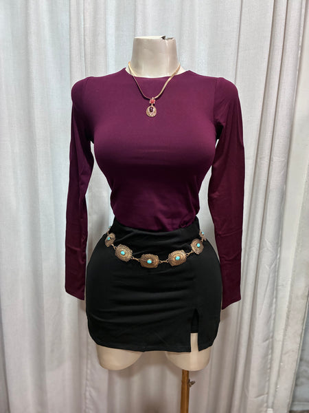ESSENTIAL DOUBLE LAYERED TOP- MERLOT