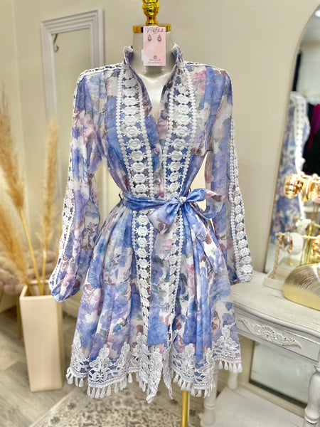 THE ALESSANDRA DRESS- LAVENDER/BLUE