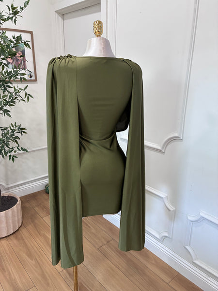 SIENNA CAPE DRESS- OLIVE