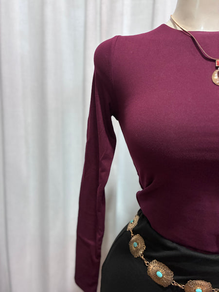 ESSENTIAL DOUBLE LAYERED TOP- MERLOT