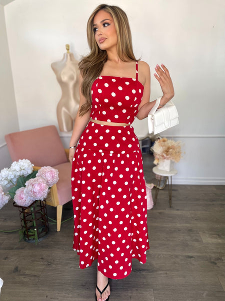 ELSIE POLKA DOT SET- RED