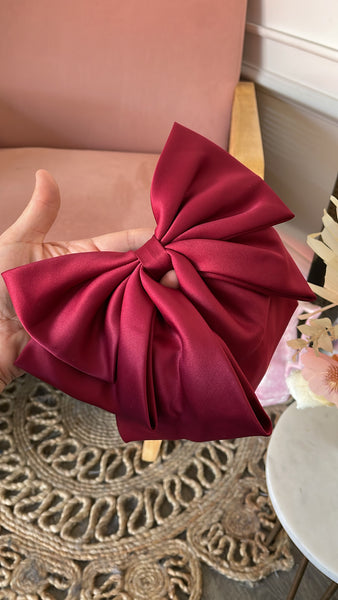 GLAMOROUS HAIR BOW- BURGUNDY