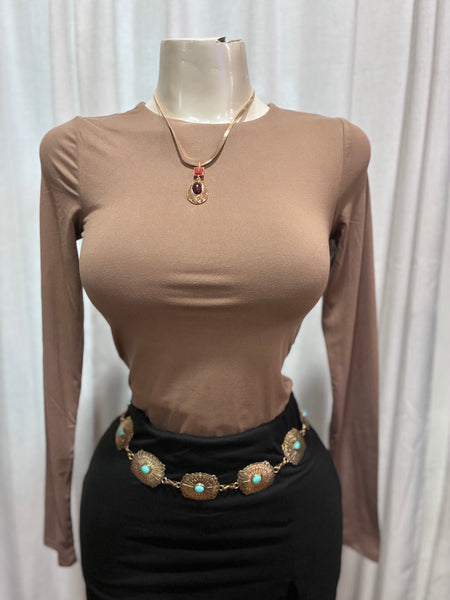 ESSENTIAL DOUBLE LAYERED TOP- LATTE