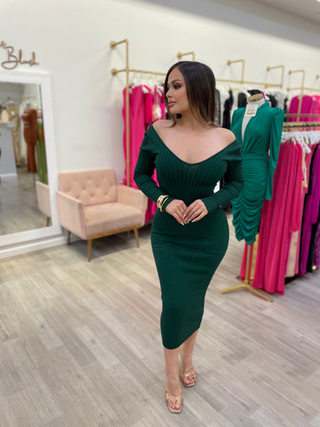 VIV KNIT MIDI- GREEN